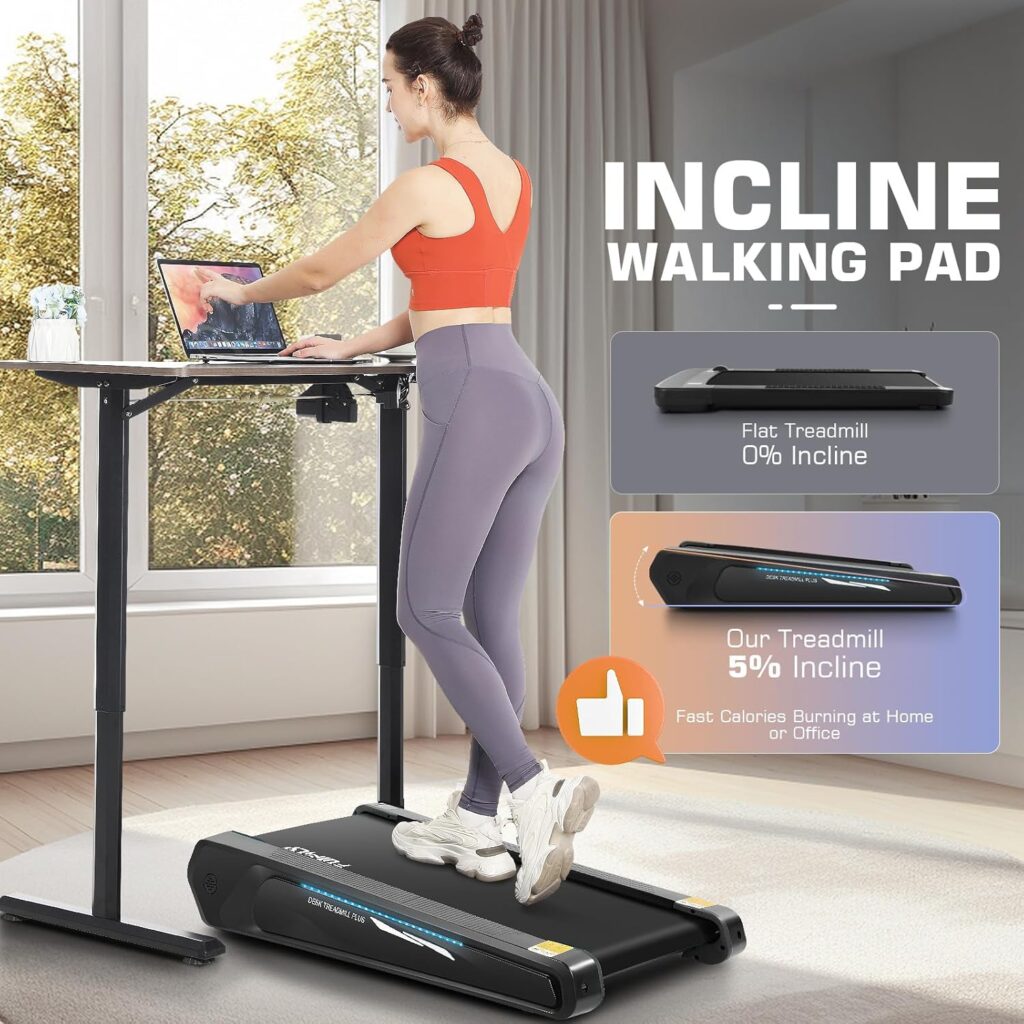 FUNMILY walking pad with 5% incline under desk treadmill