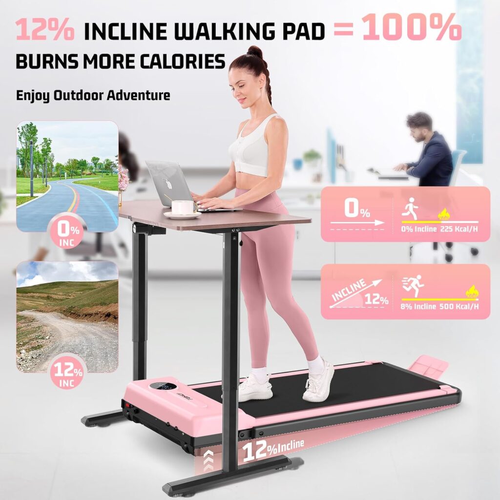 FUNMILY Treadmill with Desk Workstation 12% incline