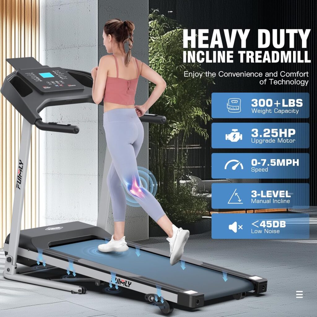 FUNMILY Heavy Duty Folding Treadmill for Home, 300+ lb Capacity