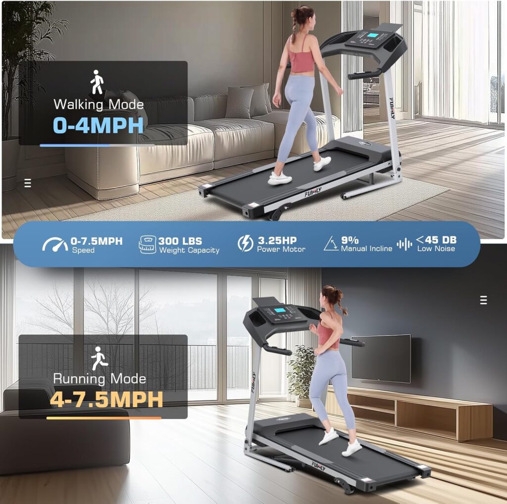 FUNMILY Walking Running Machine with Smart Fitness Tracking, 12 Preset Programs