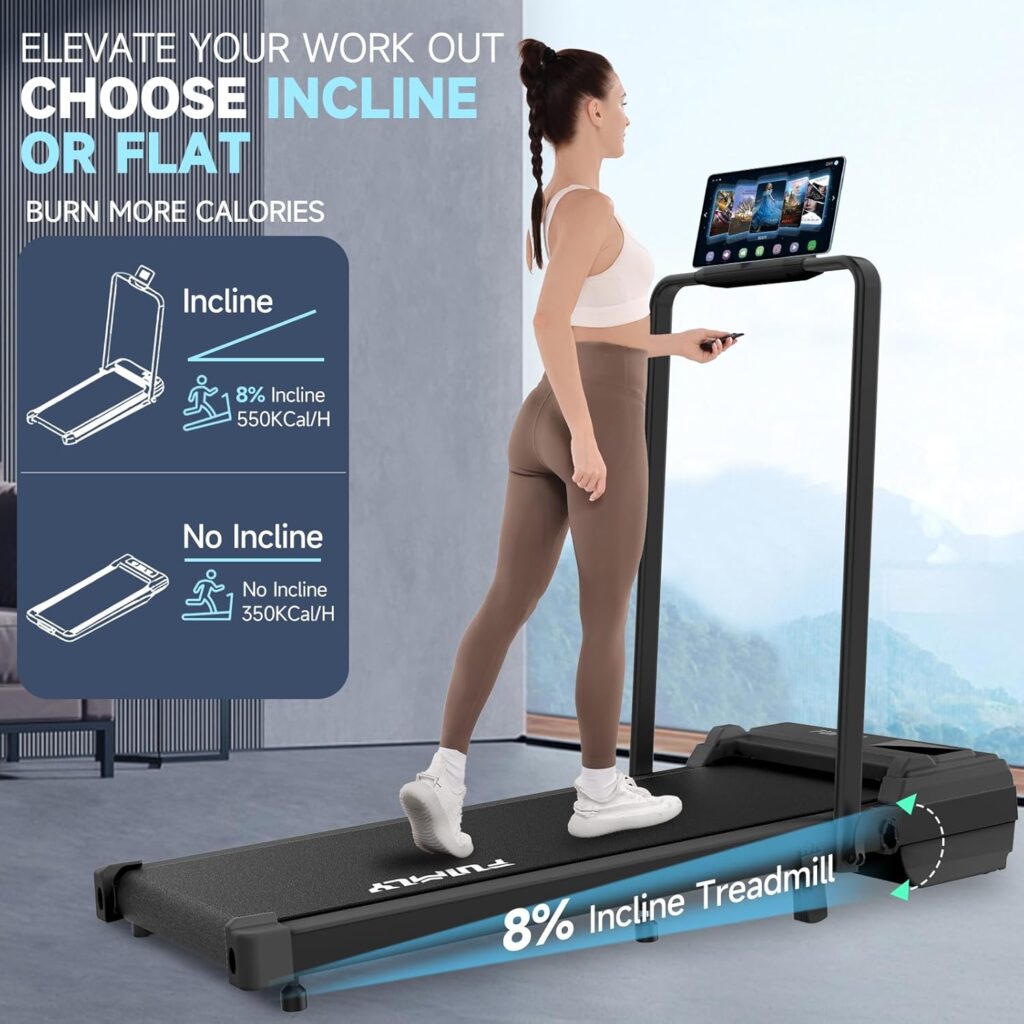 FUNMILY walking pad treadmill with incline foldable design for home office
