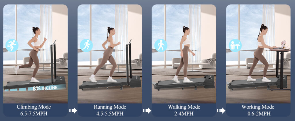 FUNMILY home treadmill 300lbs capacity with compact folding frame